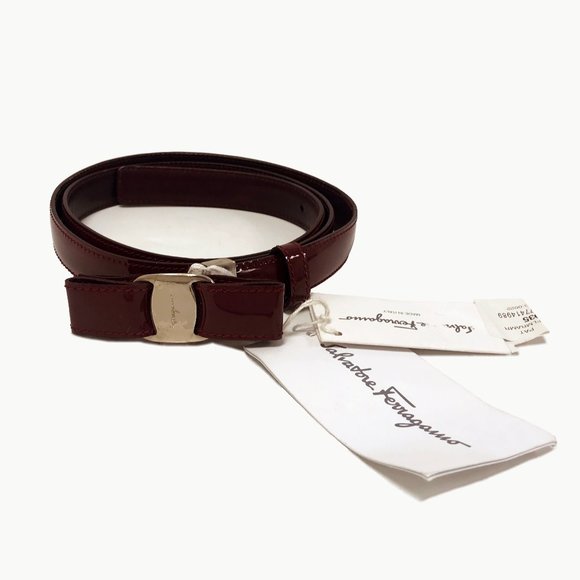 Salvatore Ferragamo Bordeaux Patent Leather Belt - Picture 1 of 9